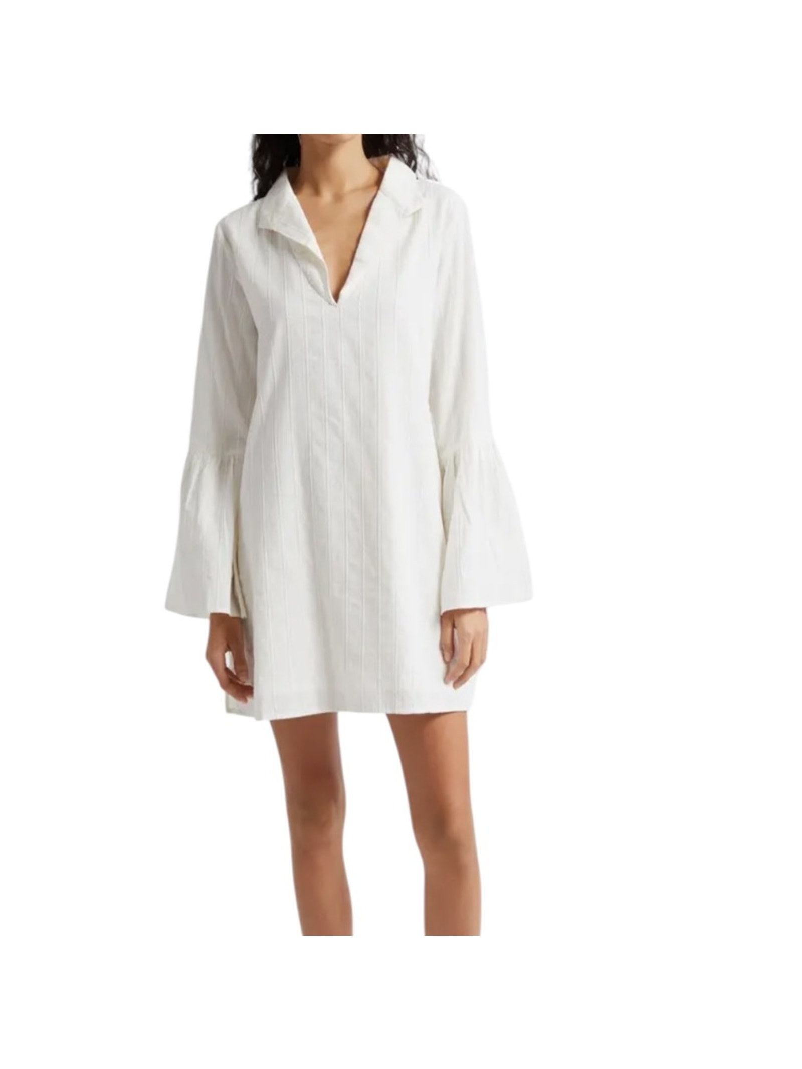 *Nwot Mille Chloe Long Sleeve Cotton Off-White Shirtdress Sz S